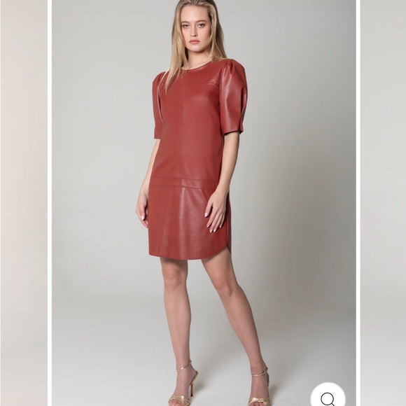 Lavender Brown faux leather dress - Picture 1 of 6